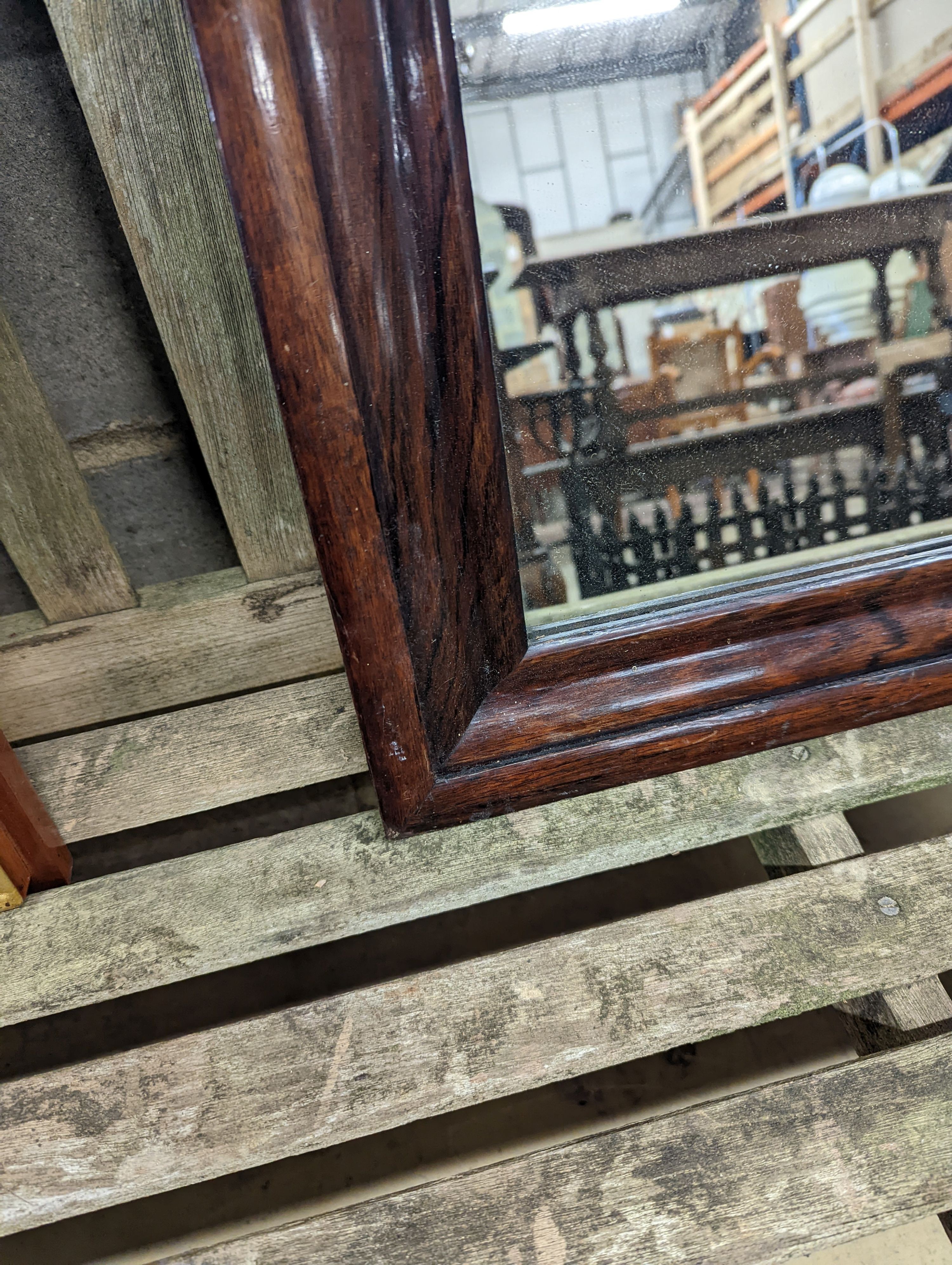 A Victorian rectangular rosewood wall mirror, width 52cm, height 65cm